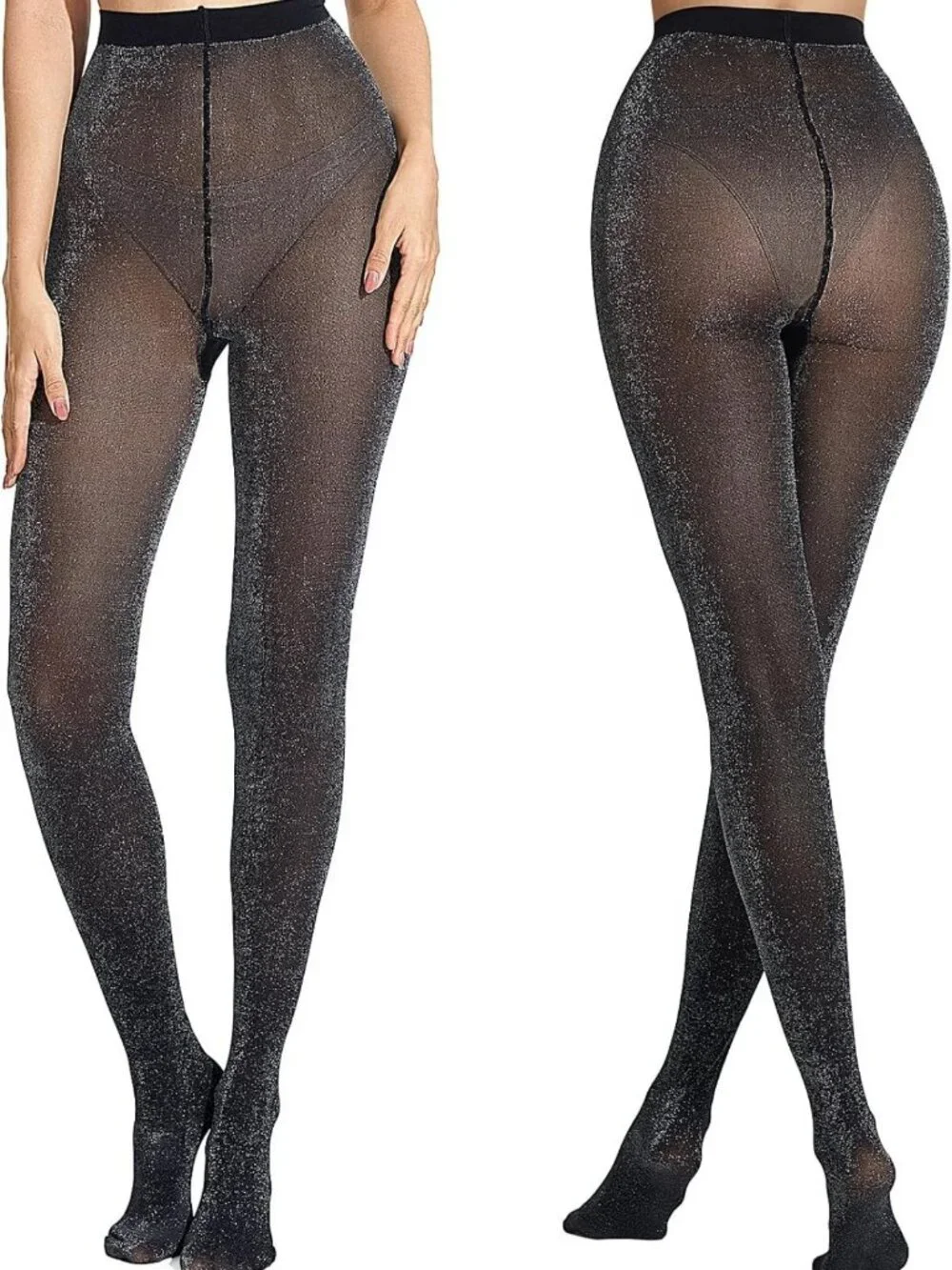 Sparkly Lurex Glitter Tights for Women - Metallic Shimmer Pantyhose, 2 Pairs